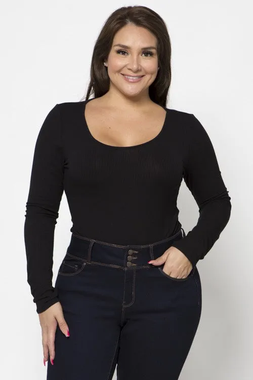 Falls Coming Curvy Long Sleeve Bodysuit