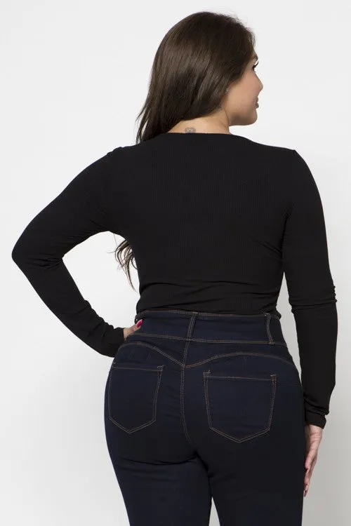 Falls Coming Curvy Long Sleeve Bodysuit
