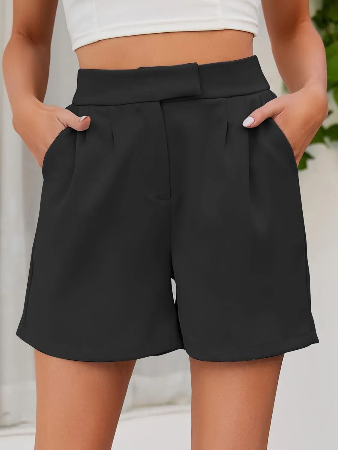 Famulily Womens Summer Cute Shorts Casual Side Pockets High Waist Shorts with Back Elastic Waist