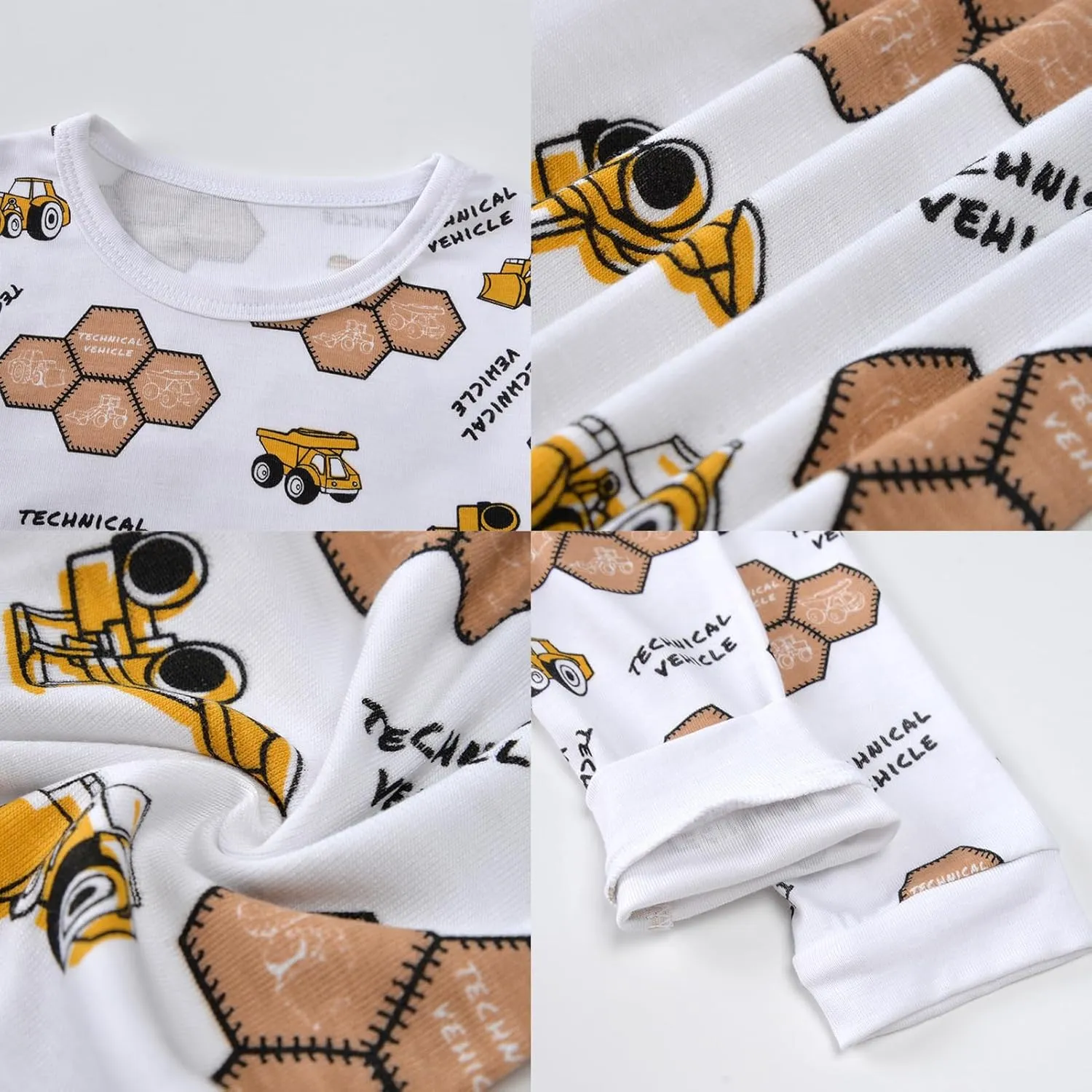 Feidoog Baby Bamboo Pajamas Set Toddler Boys 4-Piece Long Sleeve Snug Fit Sleepwear Pjs 2-7Y