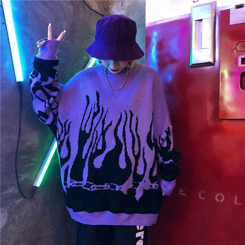 Flame Chain Knitted Crewneck