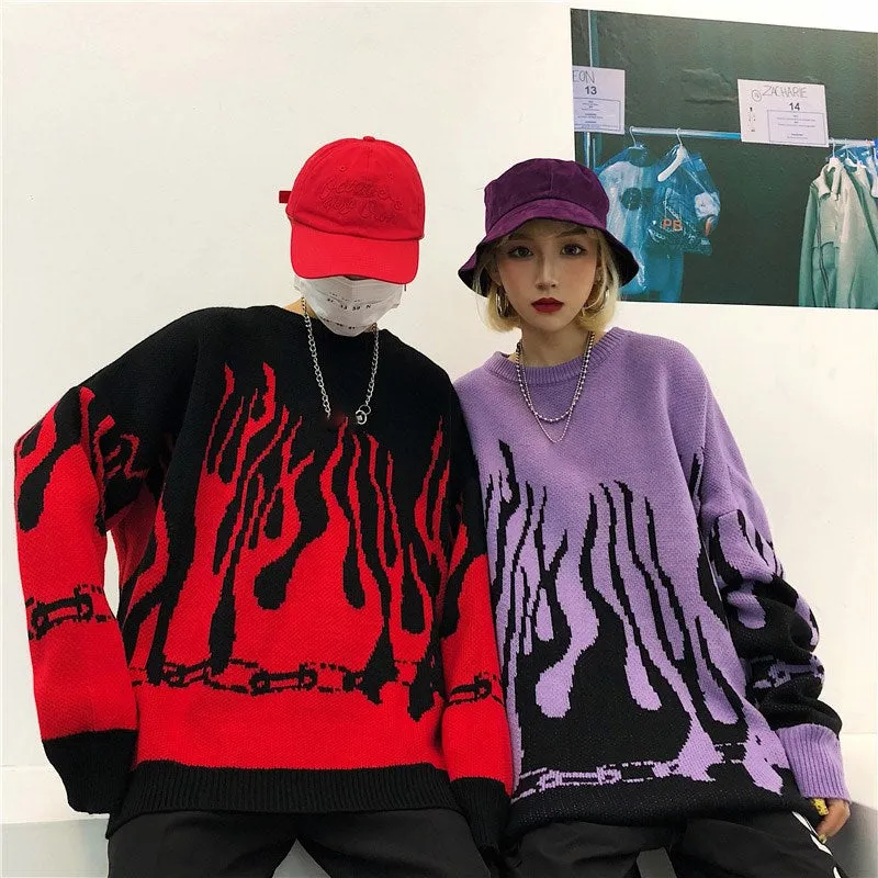 Flame Chain Knitted Crewneck