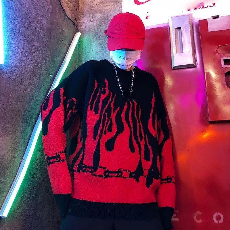 Flame Chain Knitted Crewneck
