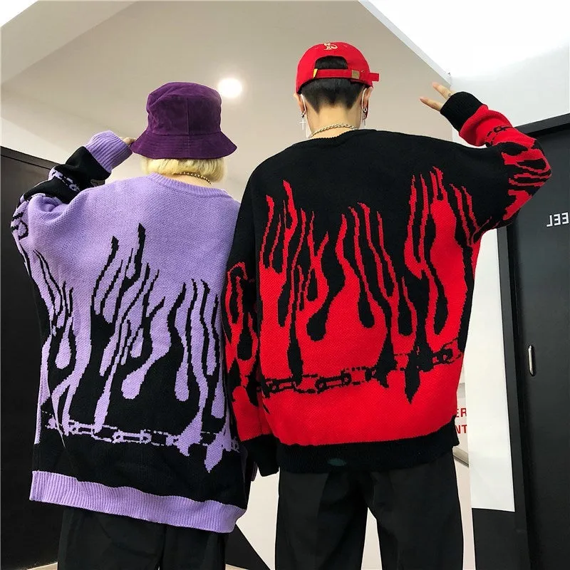 Flame Chain Knitted Crewneck