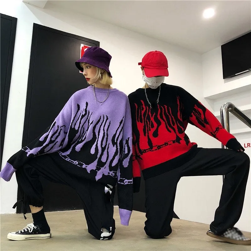 Flame Chain Knitted Crewneck