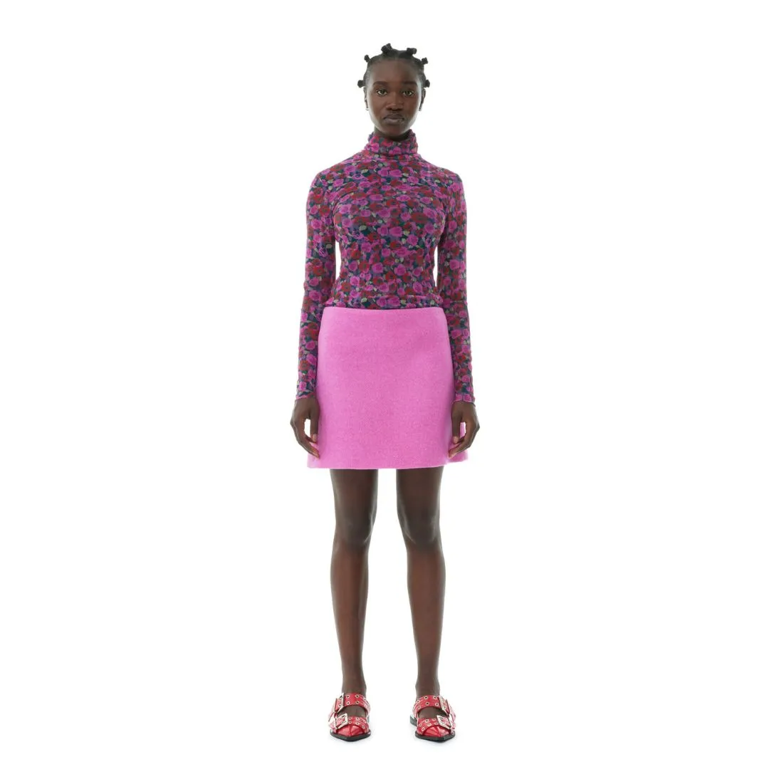 Floral Mesh Long Sleeve Roll Neck Blouse (Fiji Flower)