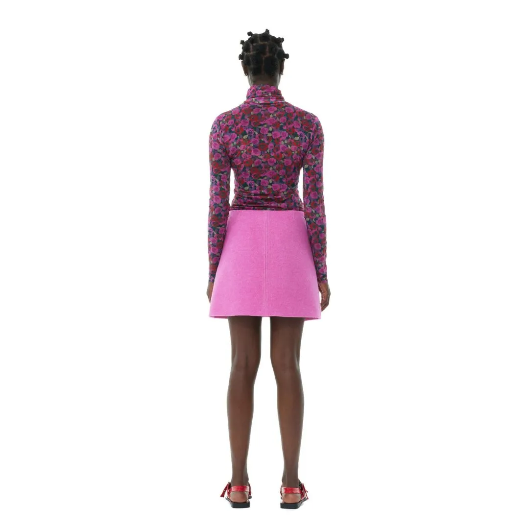 Floral Mesh Long Sleeve Roll Neck Blouse (Fiji Flower)