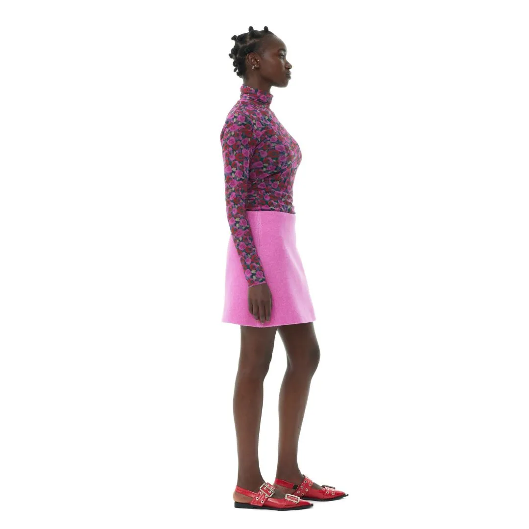 Floral Mesh Long Sleeve Roll Neck Blouse (Fiji Flower)