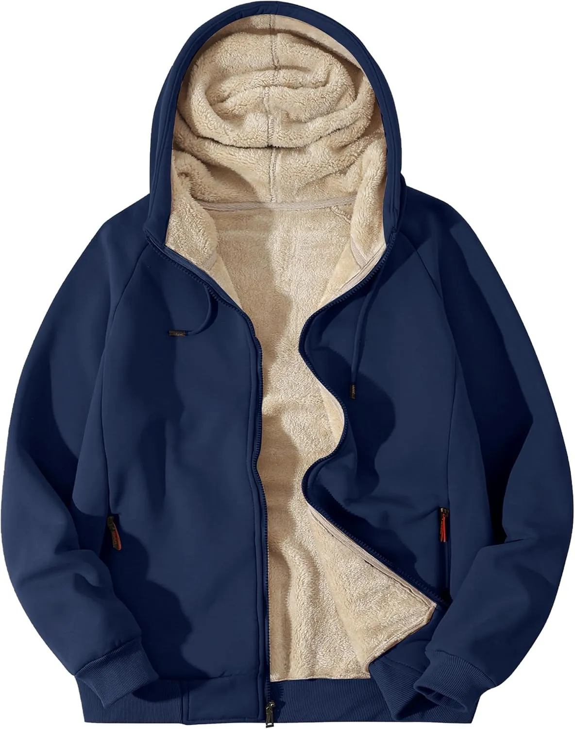 Flygo Fleece Hoodie for Men Warm Full Zip Sherpa Lined Sweatshirt Winter Jacket