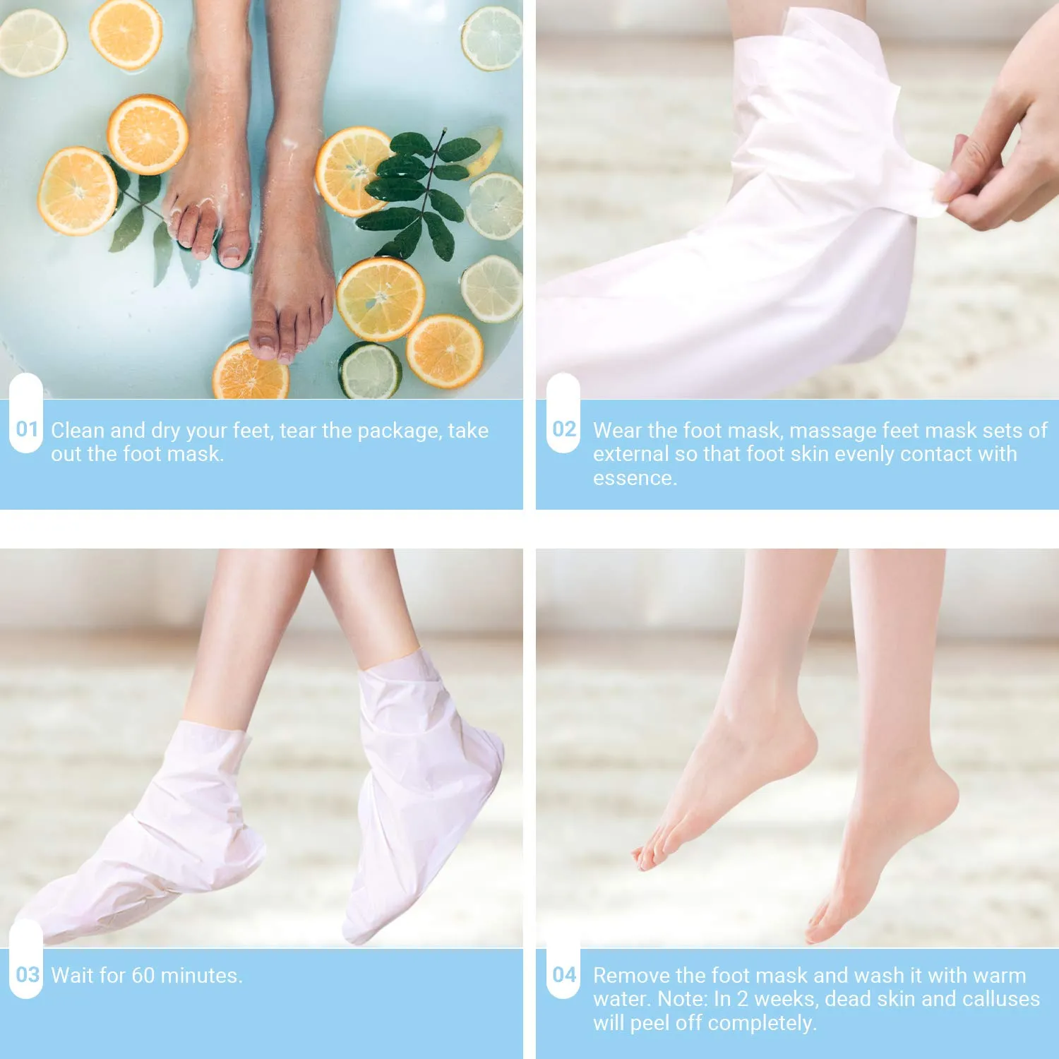 Foot Peel Mask 2 Pack, Dead Skin Callus Remover for FeetGood Smelling Exfoliator Foot Masks Plantifique, Socks for Baby Soft Feet - Lavender
