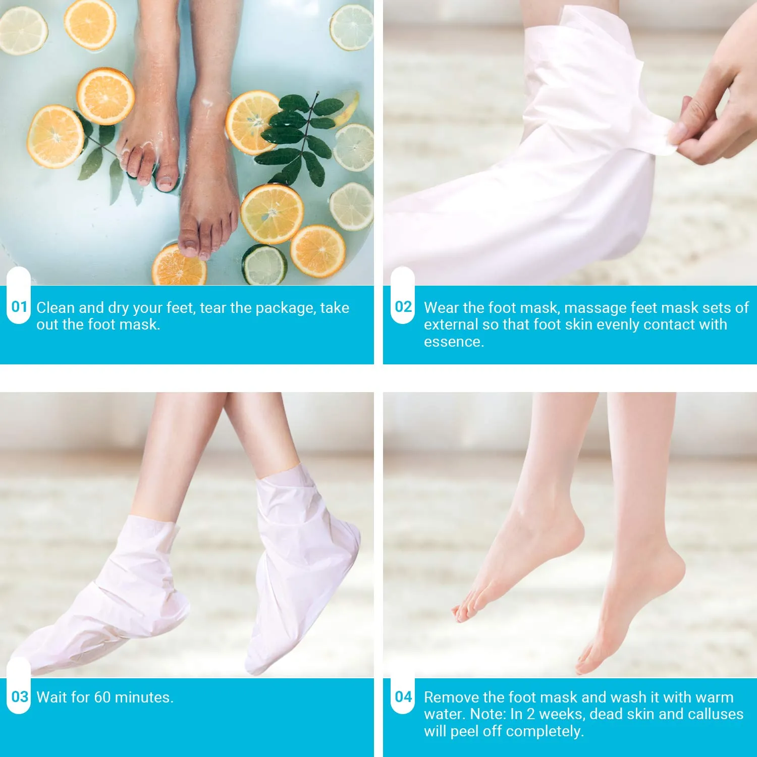 Foot Peel Mask 2 Pack, Dead Skin Callus Remover for FeetGood Smelling Exfoliator Foot Masks Plantifique, Socks for Baby Soft Feet - Lavender