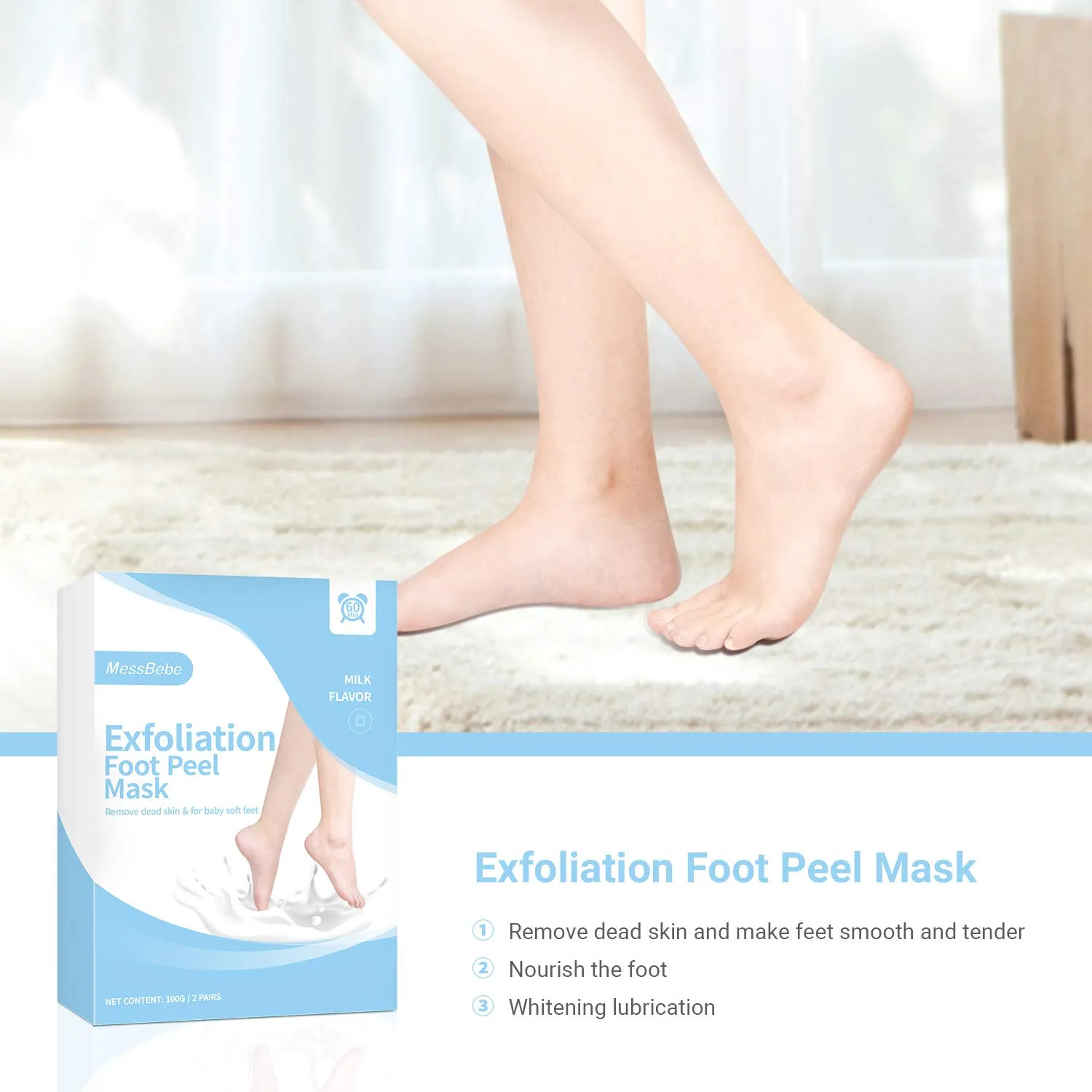 Foot Peel Mask 2 Pack, Dead Skin Callus Remover for FeetGood Smelling Exfoliator Foot Masks Plantifique, Socks for Baby Soft Feet - Lavender