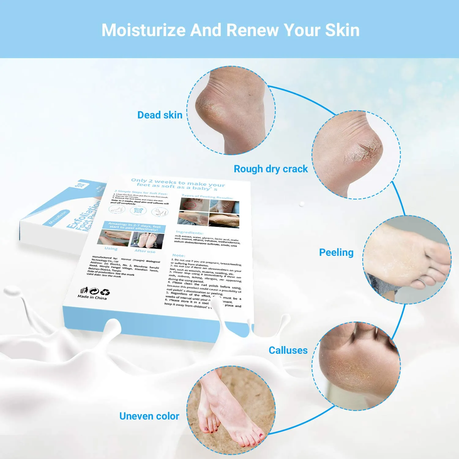 Foot Peel Mask 2 Pack, Dead Skin Callus Remover for FeetGood Smelling Exfoliator Foot Masks Plantifique, Socks for Baby Soft Feet - Lavender