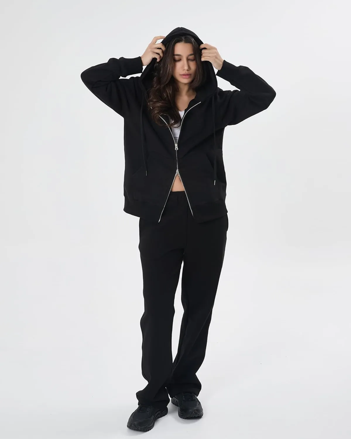 GIVON Women's Zip Up Hoodie Soft Thick French Terry Two Way Zipper Sweatshirt with Pockets Full Zip Cozy and Warm