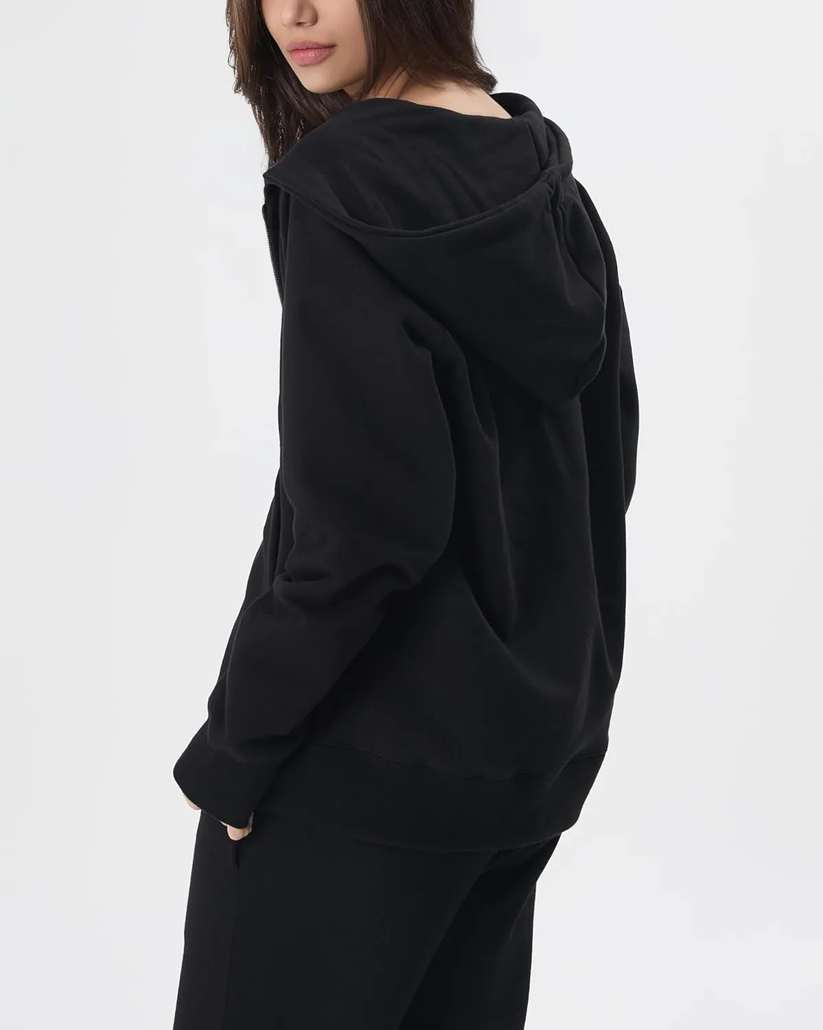 GIVON Women's Zip Up Hoodie Soft Thick French Terry Two Way Zipper Sweatshirt with Pockets Full Zip Cozy and Warm