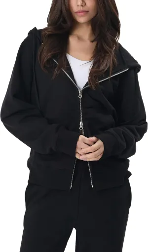 GIVON Women's Zip Up Hoodie Soft Thick French Terry Two Way Zipper Sweatshirt with Pockets Full Zip Cozy and Warm