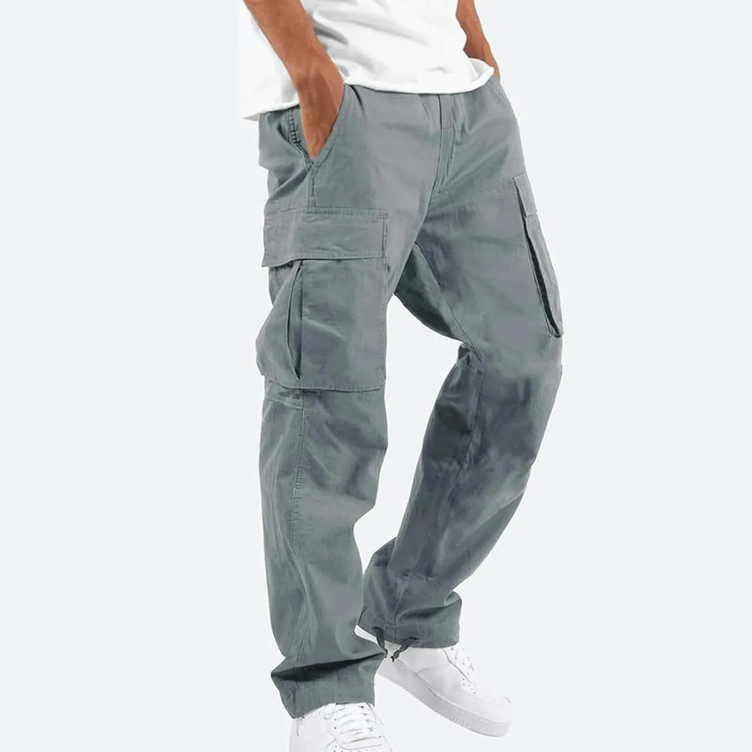 GOFULY Cargo Pants for Men Stretch Elastic Waist Drawstring Hiking Pants with Multi Pockets Sweatpants 2024 Joggers Trouser