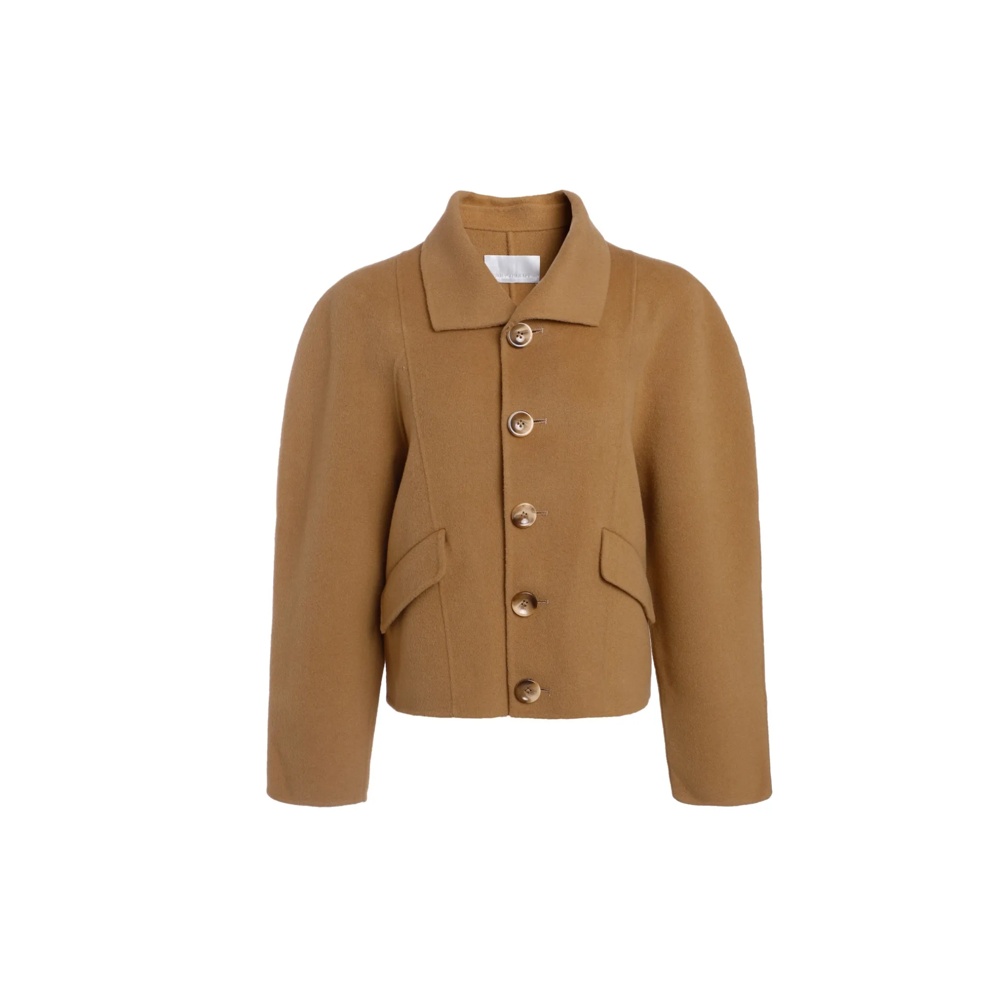 Golden Camel Round Shoulder Short Wool Cashmere Jacket