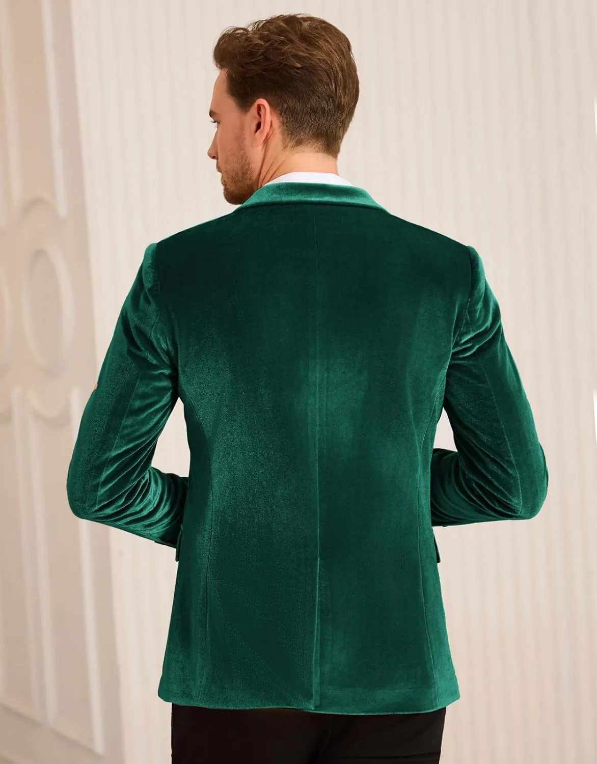 GRACE KARIN Mens Velvet Blazer Two Button Slim Fit Suit Jacket Sports Coats for Men Prom Wedding Dinner Party