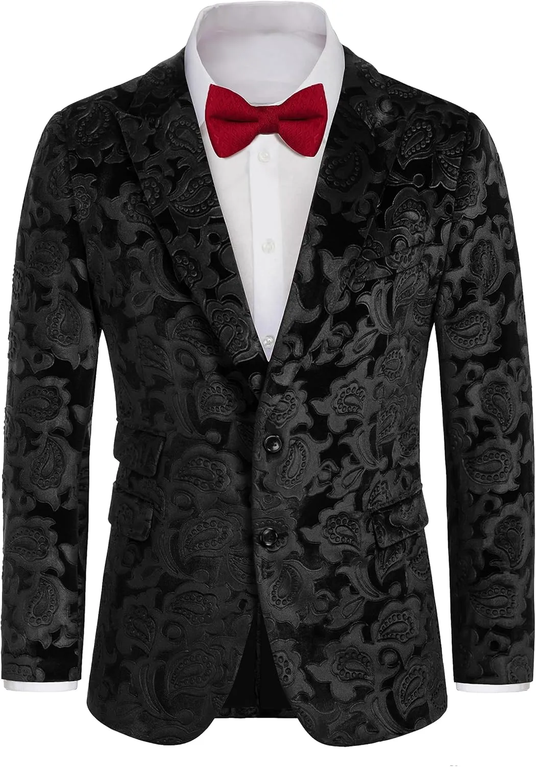 GRACE KARIN Mens Velvet Blazer Two Button Slim Fit Suit Jacket Sports Coats for Men Prom Wedding Dinner Party