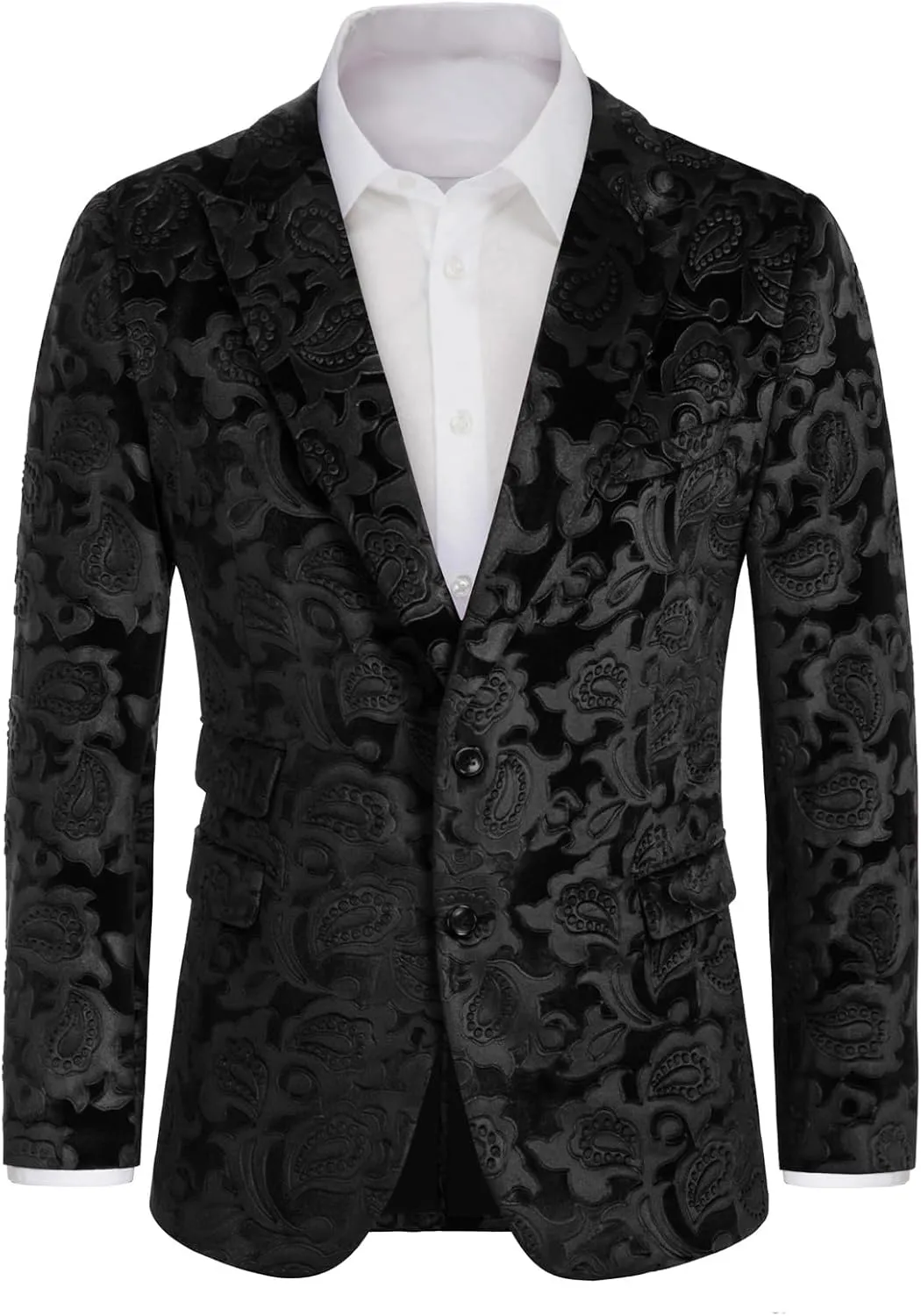 GRACE KARIN Mens Velvet Blazer Two Button Slim Fit Suit Jacket Sports Coats for Men Prom Wedding Dinner Party