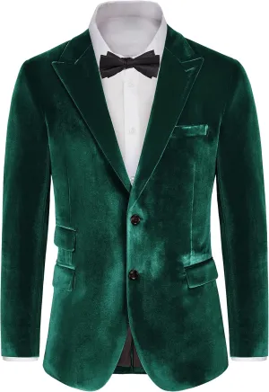 GRACE KARIN Mens Velvet Blazer Two Button Slim Fit Suit Jacket Sports Coats for Men Prom Wedding Dinner Party