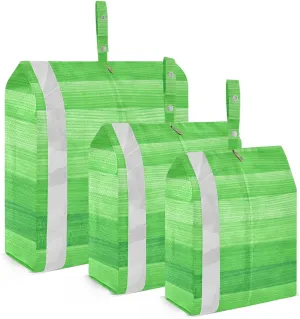 Green Wooden Board Packing Cubes Set of 3, Lightweight Travel Luggage Organizers Foldable Bags for Easy Packing and Organization
