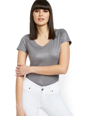 Grey Metallic-Finish Perfect Tee