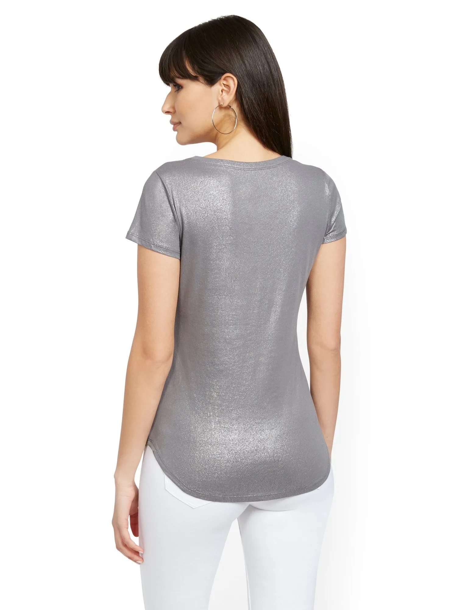 Grey Metallic-Finish Perfect Tee