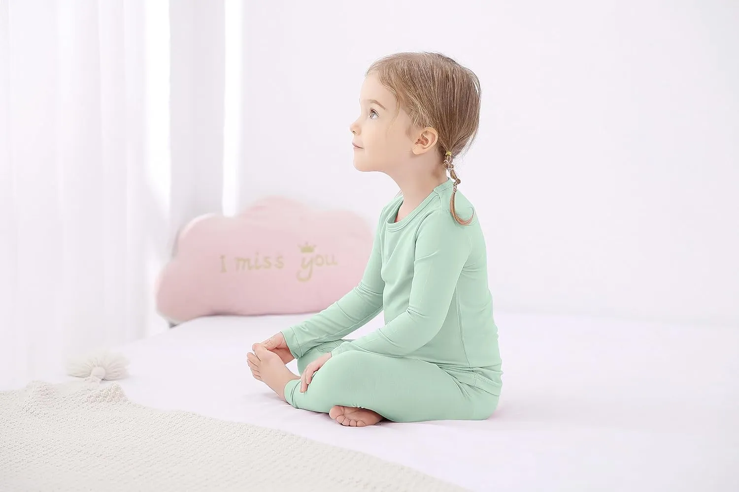 GUISBY Rayon made from Bamboo Pajamas Sets, Kids Toddler Boys Girls Daily Snug Fit Sleepwear Set