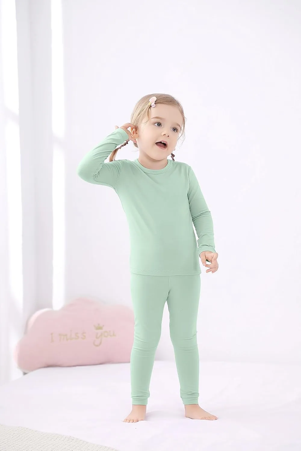 GUISBY Rayon made from Bamboo Pajamas Sets, Kids Toddler Boys Girls Daily Snug Fit Sleepwear Set