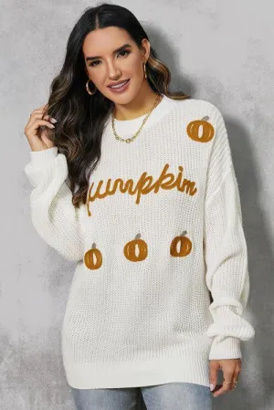 Halloween Snug Embroidered Pumpkin Sweater