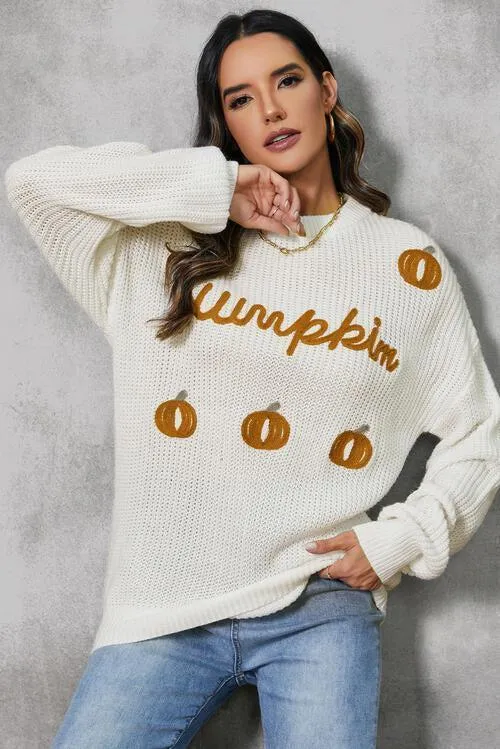 Halloween Snug Embroidered Pumpkin Sweater