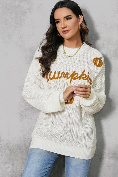 Halloween Snug Embroidered Pumpkin Sweater