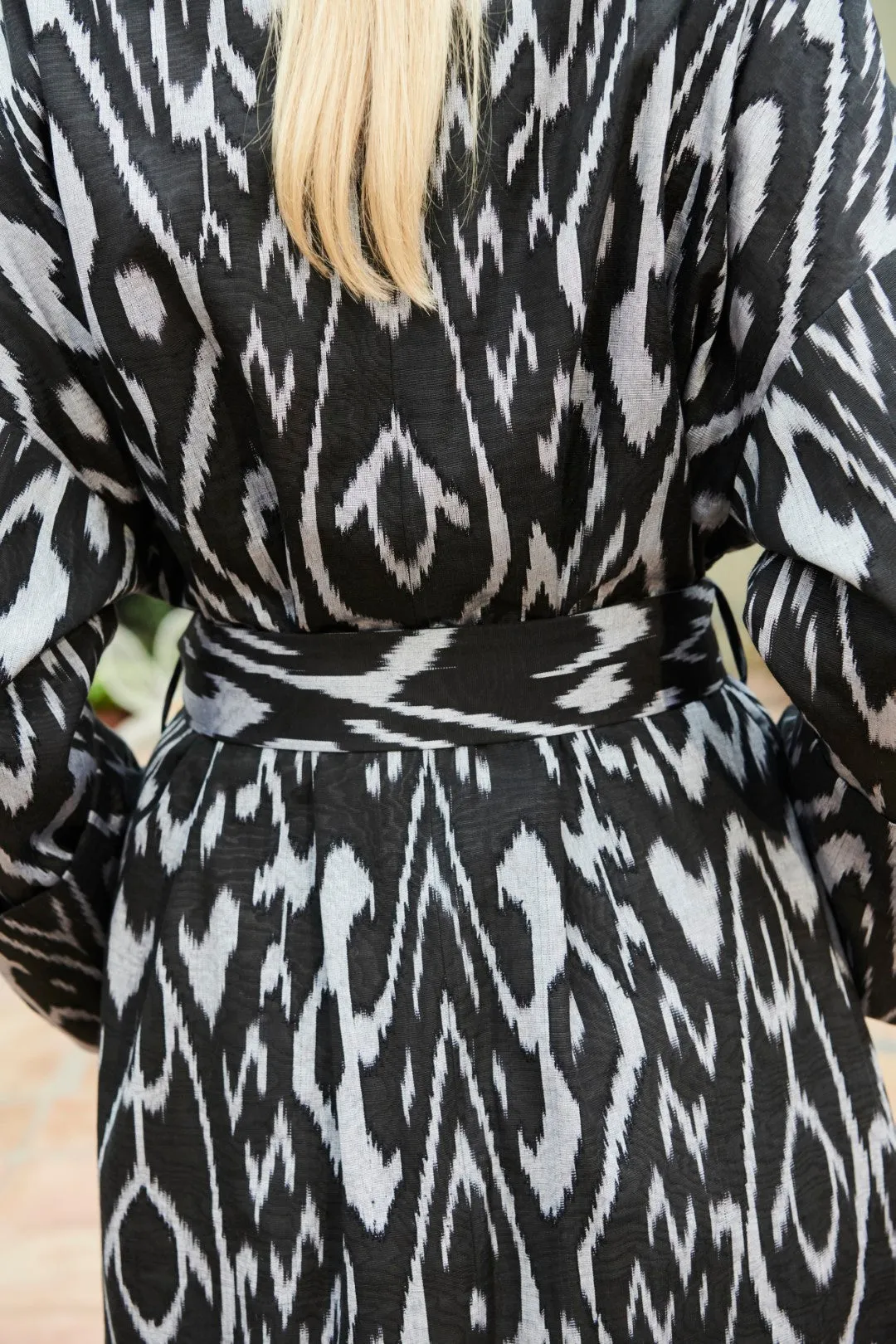 Handwoven Silk Ikat Shawl Coat - Latifa - 'Delightful'