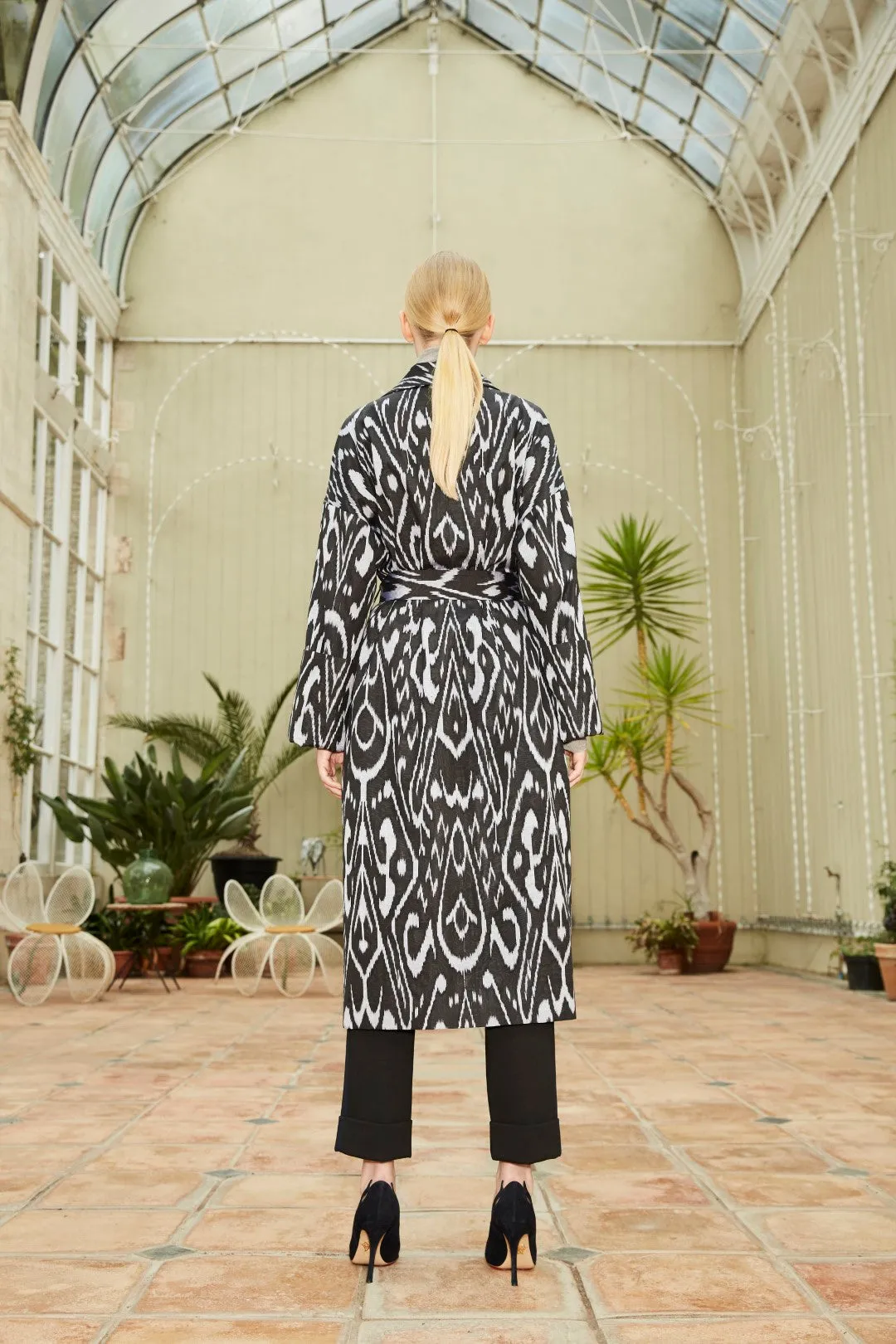 Handwoven Silk Ikat Shawl Coat - Latifa - 'Delightful'