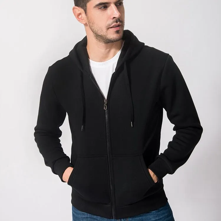 Hanrae Mens Long Sleeve Casual Slim Cotton Warm Sport Zip Up Hoodies
