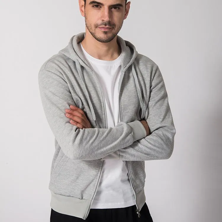 Hanrae Mens Long Sleeve Casual Slim Cotton Warm Sport Zip Up Hoodies