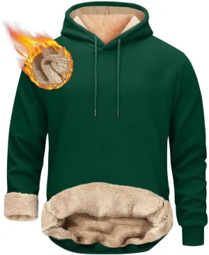 Hoodies for Men, Heavyweight Fleece Lined Sweatshirts, Mens Thermal Hooded Sweatshirt, Warm Winter Fashion Pullover
