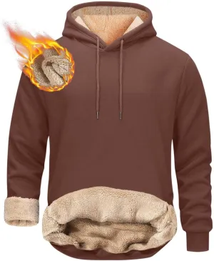 Hoodies for Men, Heavyweight Fleece Lined Sweatshirts, Mens Thermal Hooded Sweatshirt, Warm Winter Fashion Pullover
