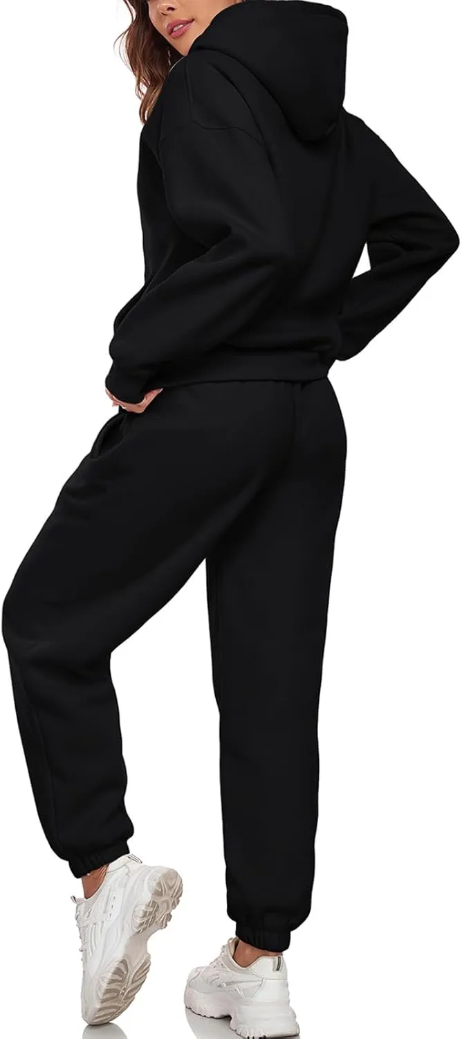 HOTIAN Womens 2 Piece Outfits Sweatsuit Oversized Hoodie Sweatshirt and Joggers Sweatpants Sets Tracksuit