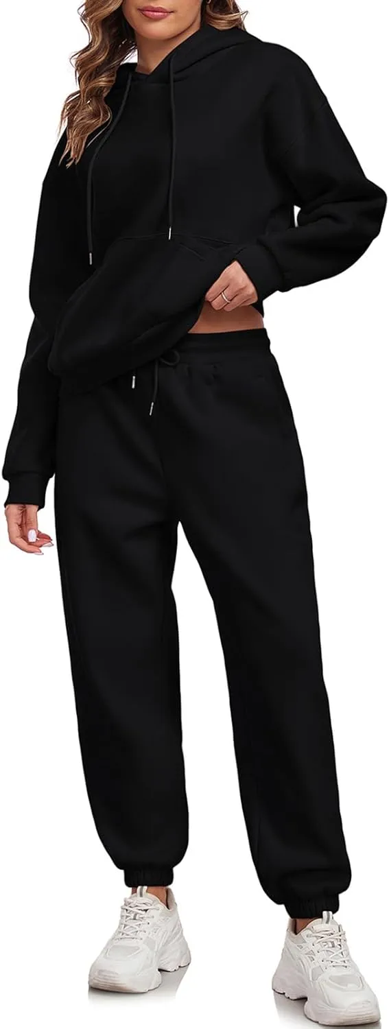 HOTIAN Womens 2 Piece Outfits Sweatsuit Oversized Hoodie Sweatshirt and Joggers Sweatpants Sets Tracksuit