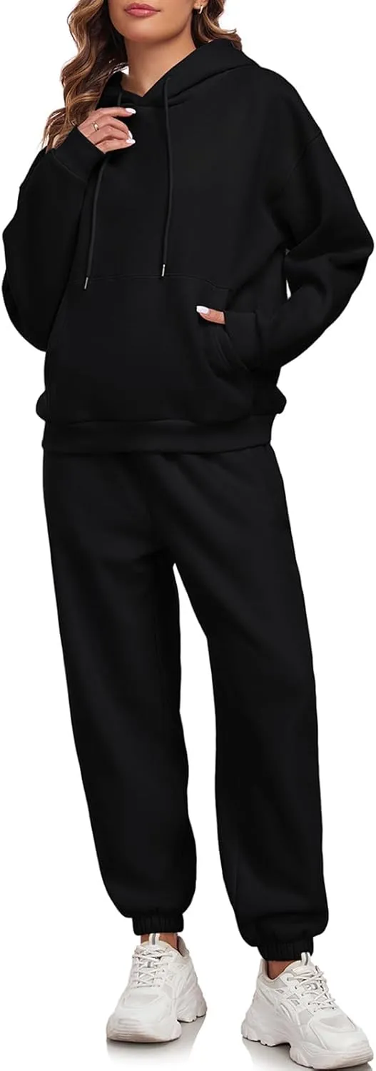 HOTIAN Womens 2 Piece Outfits Sweatsuit Oversized Hoodie Sweatshirt and Joggers Sweatpants Sets Tracksuit