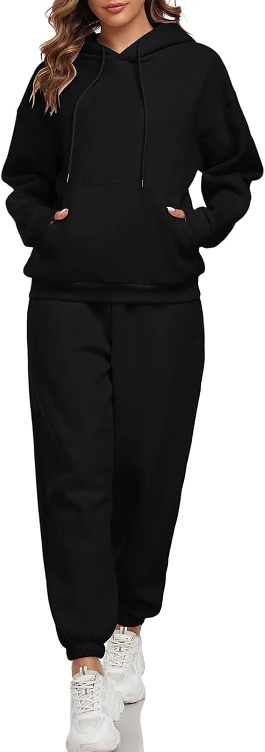 HOTIAN Womens 2 Piece Outfits Sweatsuit Oversized Hoodie Sweatshirt and Joggers Sweatpants Sets Tracksuit