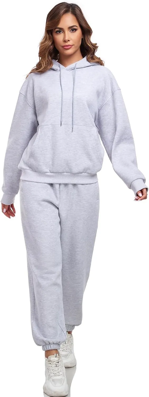 HOTIAN Womens 2 Piece Outfits Sweatsuit Oversized Hoodie Sweatshirt and Joggers Sweatpants Sets Tracksuit