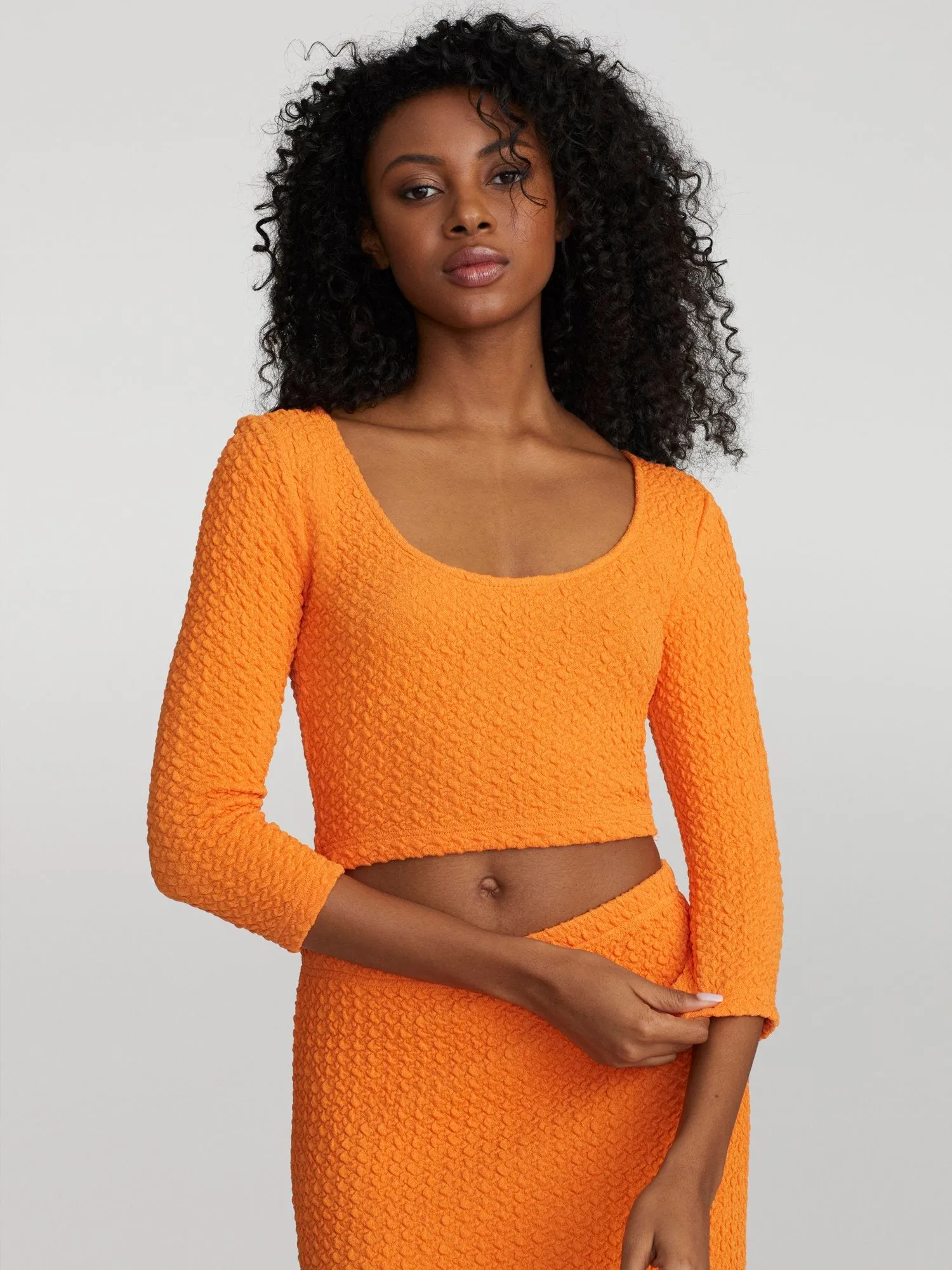 Jeze Long-Sleeve Crop Bubble Top