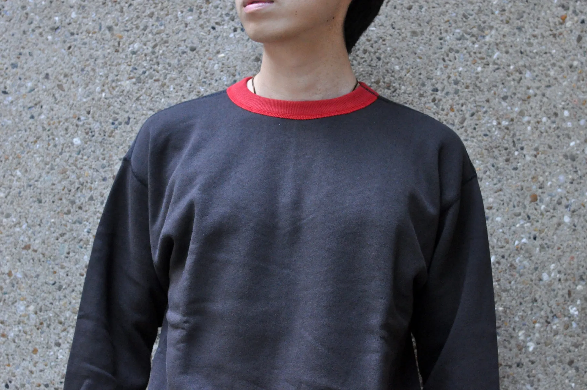 John Gluckow X Warehouse Co. 10oz Loopwheeled 'Two-Tone' Sweatshirt (Black X Red)