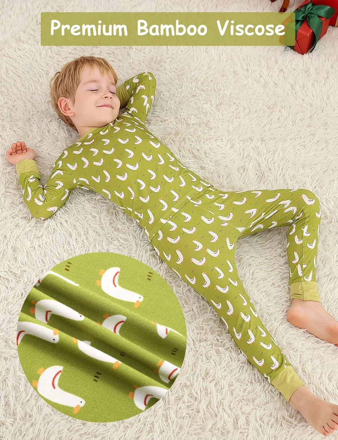 JunNeng Toddler Rayon from Bamboo Pajamas Sets,Baby Boy Girl Snug Fit Long Sleeve Sleepwear