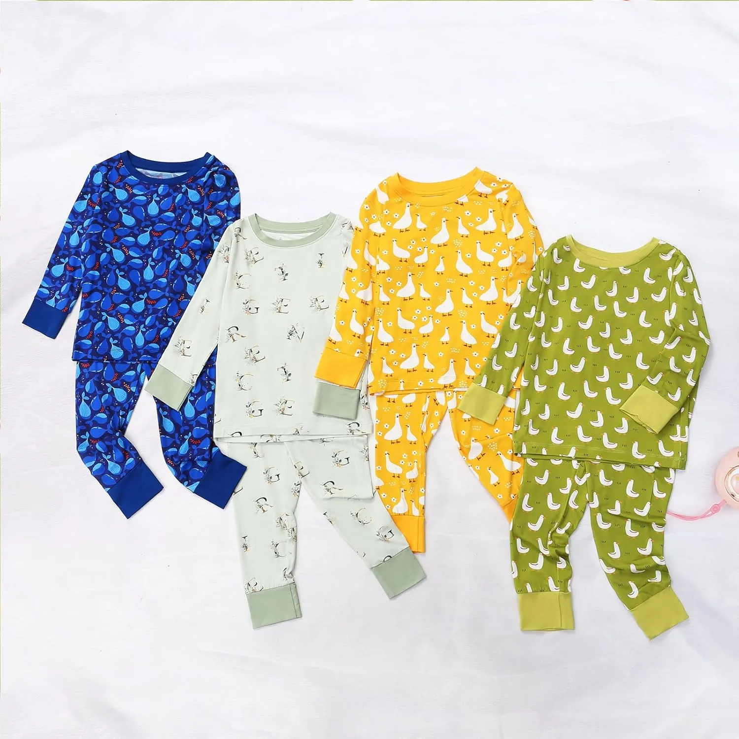 JunNeng Toddler Rayon from Bamboo Pajamas Sets,Baby Boy Girl Snug Fit Long Sleeve Sleepwear