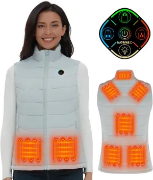KOVNLO Womens Heated Vest, 5 in 1 Smart Controller, Lights-out Design, Electric Heated Jackets (Battery Pack Not Included)